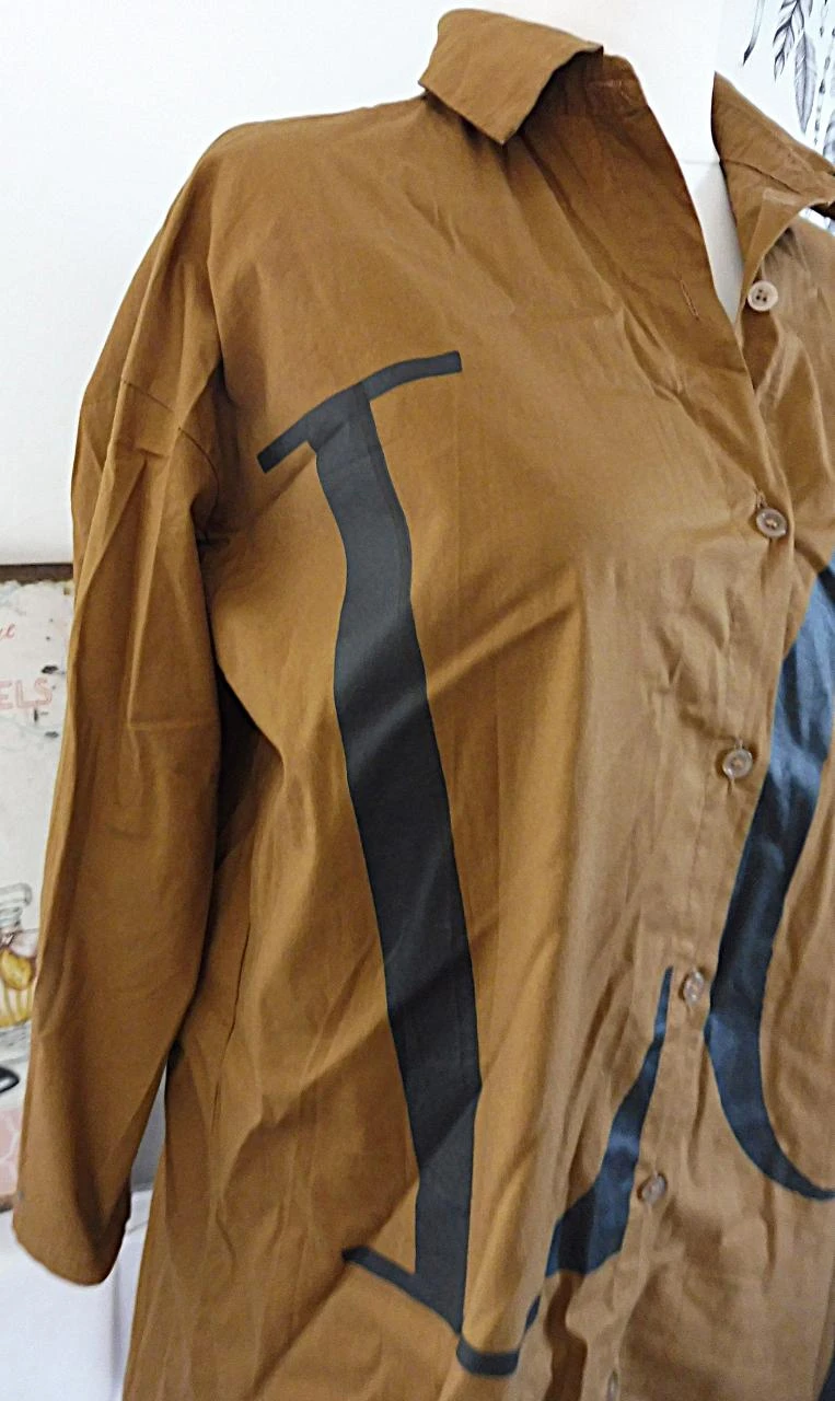 🤎 Oversized Camel Overhemd "LOVE" Made in Italy Eenmalige maat (46-50) 🤎 – photo 2
